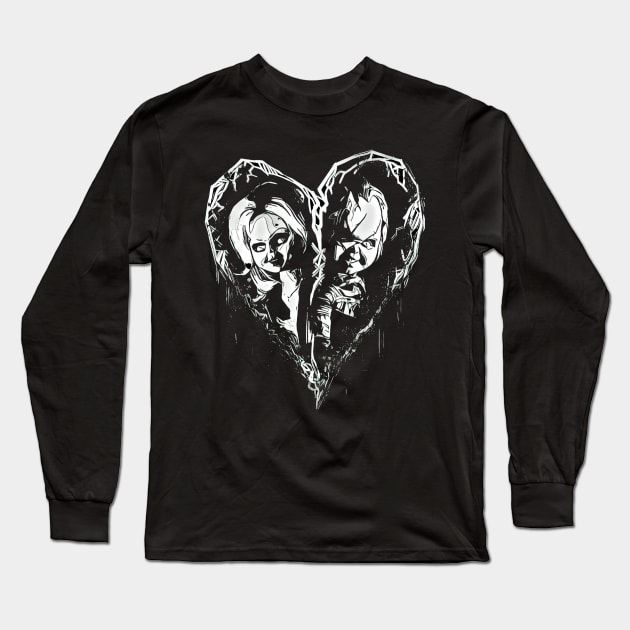 Chucky and Tiffany black and white Long Sleeve T-Shirt by Fred_art_61